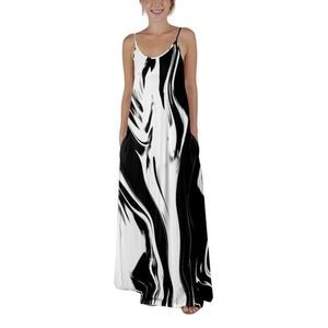 Beyond This Plane Black & White Abstract Pocket Maxi Dress Size S/2-4